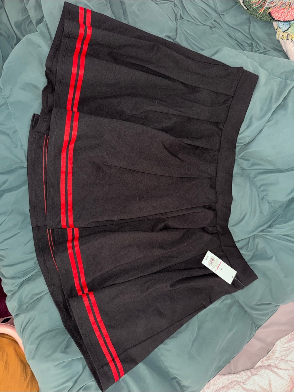 wild fable Black Pleated Skater Skirt with Red Stripes